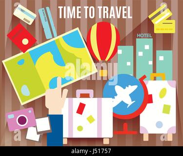 Time to travel. Tourism symbols.Eps 10 Stock Vector