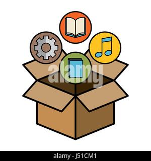 Box and objects design Stock Vector