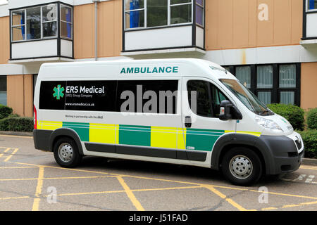 ERS Medical, Ambulance, Queen Elizabeth Hospital, Kings Lynn, Norfolk England UK, in partnership with NHS, ambulances, SRCL Group Stock Photo