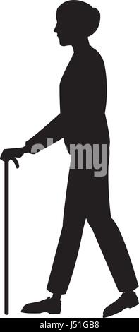 Old Man Walking with a Cane, vector illustration Stock Vector Image ...