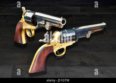 American wild west pistols called six shooters. Stock Photo