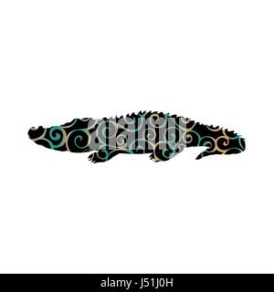 Alligator crocodile predator reptile color silhouette animal Stock Vector