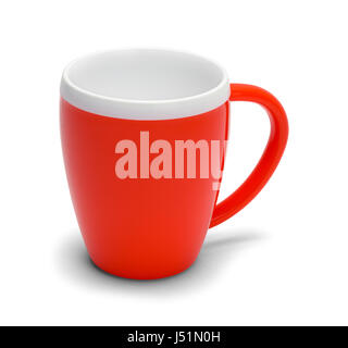Red Plastic Coffee Cup Isolated on White Background. Stock Photo