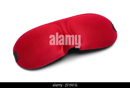 Red Fabric Sleep Mask Isolated on White Background. Stock Photo