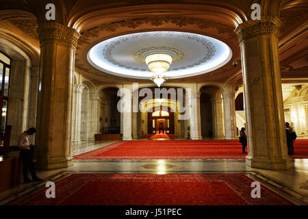 Inside The Palace of the Parliament in Bucharest, Romania. Stock Photo