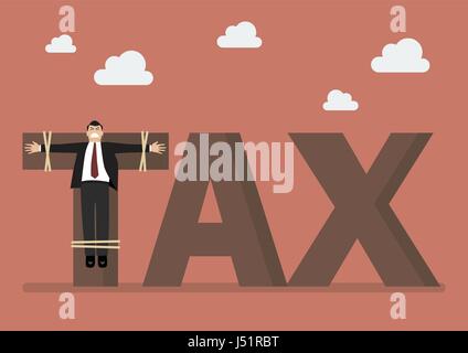 Businessman superhero carry tax bomb. Business concept Stock Vector
