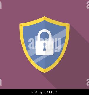 Protective shield flat icon with long shadow Stock Vector
