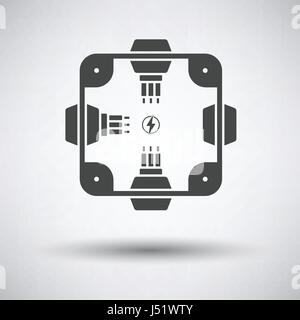 Electrical  junction box icon on gray background, round shadow. Vector illustration. Stock Vector