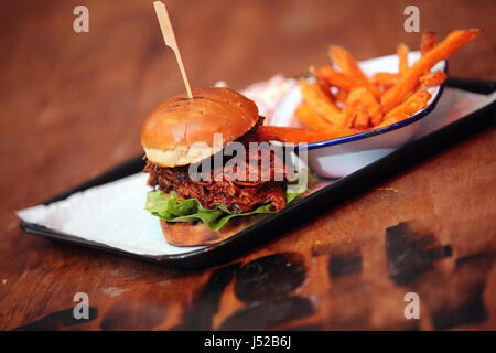 A pulled pork burger. Stock Photo