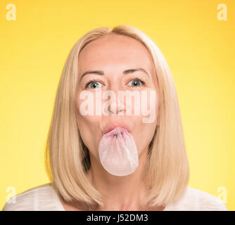 beautiful girl with bubble gum Stock Photo