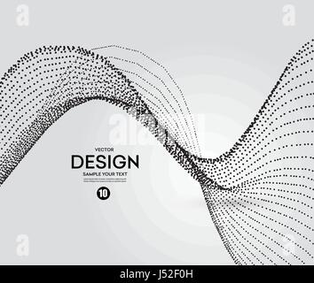 Abstract background with dots lines. Vector particles. Halftone wavy line. Stock Vector