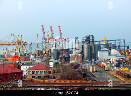 Industrial landscape of Odessa city port, Ukraine Stock Photo