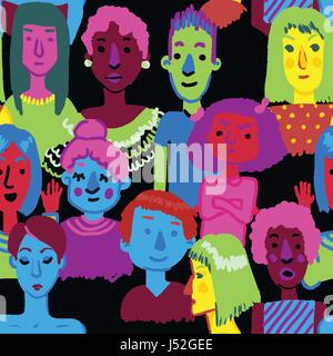 colorful people pattern Stock Vector