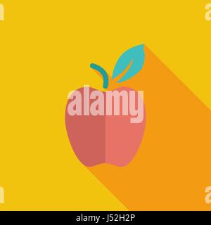 Apple icon. Flat vector related icon with long shadow for web and mobile applications. It can be used as - logo, pictogram, icon, infographic element. Stock Vector