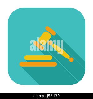Auction gavel flat color icon. Vector illustration Stock Vector