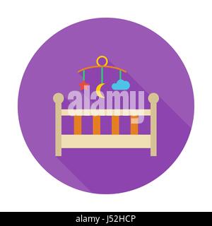 Baby bed icon. Flat vector related icon with long shadow for web and mobile applications. It can be used as - logo, pictogram, icon, infographic eleme Stock Vector