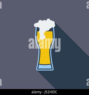 Beer icon. Flat vector related icon with long shadow for web and mobile applications. It can be used as - logo, pictogram, icon, infographic element.  Stock Vector