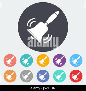 Bell. Single flat icon on the circle. Vector illustration. Stock Vector