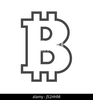 Bitcoin Thin Line Vector Icon Stock Vector