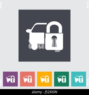 Locking car doors. Single flat icon. Vector illustration. Stock Vector
