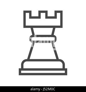 Chess Rook Thin Line Vector Icon. Flat icon isolated on the white background. Editable EPS file. Vector illustration. Stock Vector