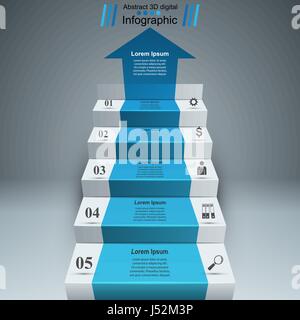 Business infographics up the ladder to success. Stock Vector