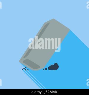 Eraser icon. Flat vector related icon with long shadow for web and mobile applications. It can be used as - logo, pictogram, icon, infographic element Stock Vector