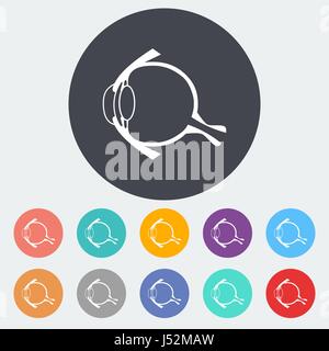 Anatomy eye. Single flat icon on the circle. Vector illustration. Stock Vector