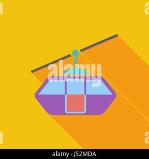 Funicular railway icon. Flat vector related icon with long shadow for web and mobile applications. It can be used as - logo, pictogram, icon, infograp Stock Vector