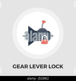 Gear lever lock icon vector. Flat icon isolated on the white background. Editable EPS file. Vector illustration. Stock Vector