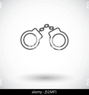 Handcuffs. Single flat icon on white background. Vector illustration. Stock Vector
