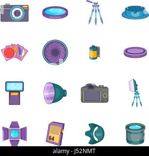 Photo studio icons set. Cartoon illustration of 16 photo studio equipment vector icons for web Stock Vector