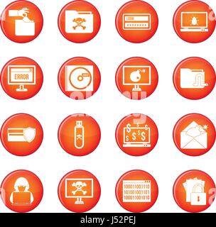 Criminal icons vector set of red circles isolated on white background Stock Vector