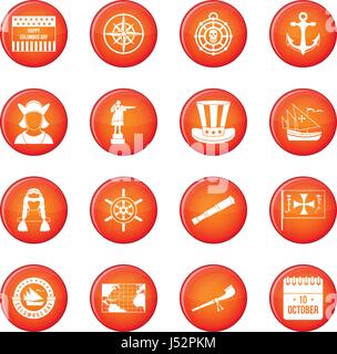 Columbus Day icons vector set Stock Vector
