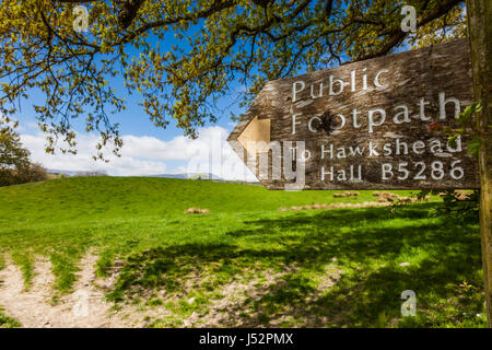 Public footpath sign near Colthouse to Hawkshead Hall, near Hawkshead, Lake District, Cumbria Stock Photo