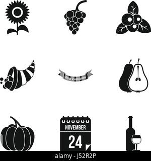 Public holiday of USA icons set, simple style Stock Vector