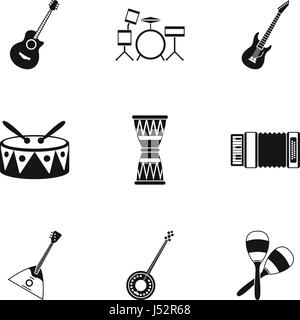 Device for music icons set, simple style Stock Vector