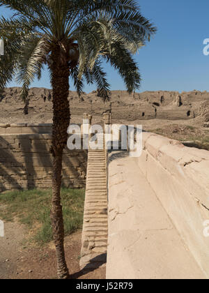 Sacred Lake In the outer courtyard at Denderah Temple, near Qena, Egypt Stock Photo