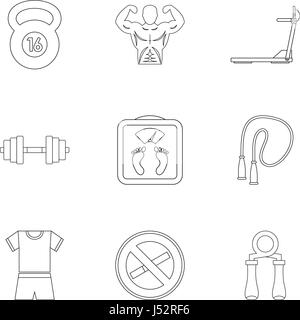 Sport icons set, outline style Stock Vector
