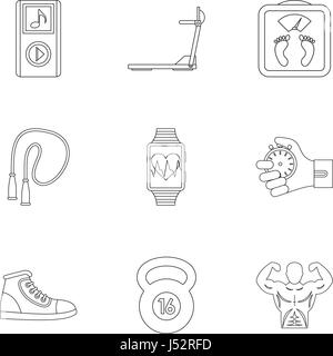 Active lifestyle icons set, outline style Stock Vector