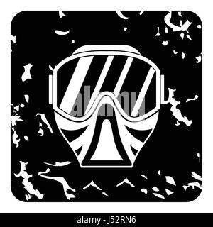 Mask for paintball icon, grunge style Stock Vector