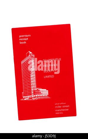 Co-Operative Insurance Society Limited.  Life Assurance.  Premium Receipt Book. 1974-1980. Stock Photo