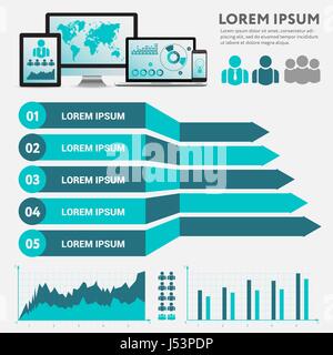 Business infographic concept - vector set of infographic elements in flat design style for presentation, booklet, website. Big set of Infographics Stock Vector