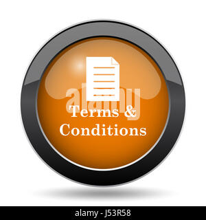 Terms and conditions icon. Terms and conditions website button on white background. Stock Photo