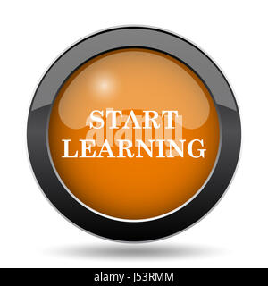 Start learn icon. Start learn website button on white background. Stock Photo