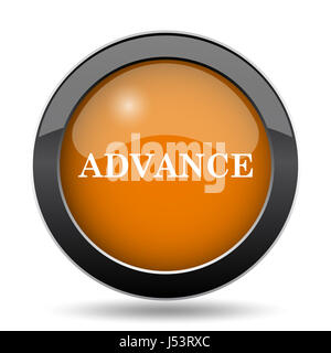 Advance icon. Advance website button on white background. Stock Photo