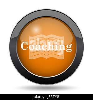 Coaching icon. Coaching website button on white background. Stock Photo