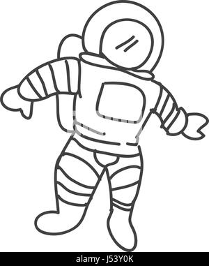 Doodle art illustration of an astronaut, cosmonaut or spaceman jumping ...