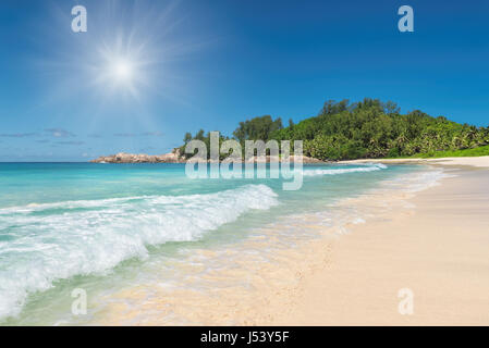 Beautiful beach in Seychelles, Police bay, Mahe. Stock Photo