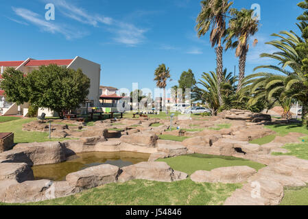 LAAIPLEK, SOUTH AFRICA - APRIL 1, 2017: A putt-putt or mini-golf course at the Port Owen Marina in Laaiplek at the mouth of the Berg River on the Atla Stock Photo